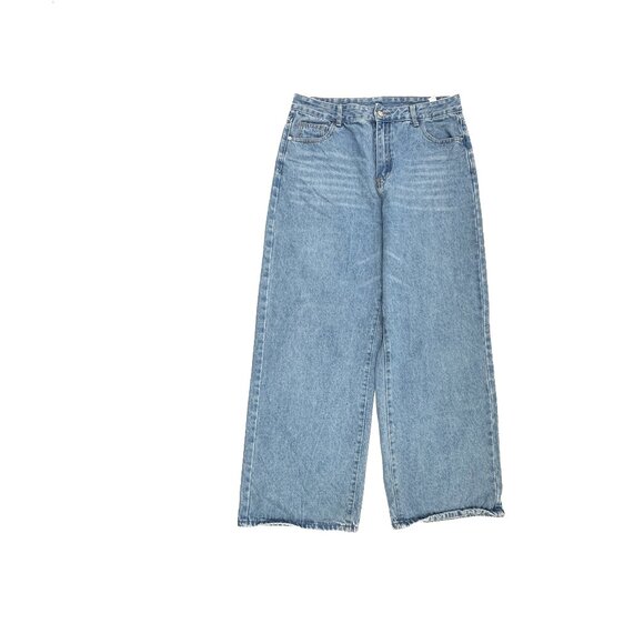 Shein Baggy Wide Leg Women's size 12 Medium Wash Blue Denim Jeans - Picture 1 of 5